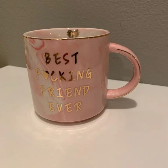 Best F❤️cking Friend Ever mug pink and white marbled Gold writing and trim - Picture 8 of 9